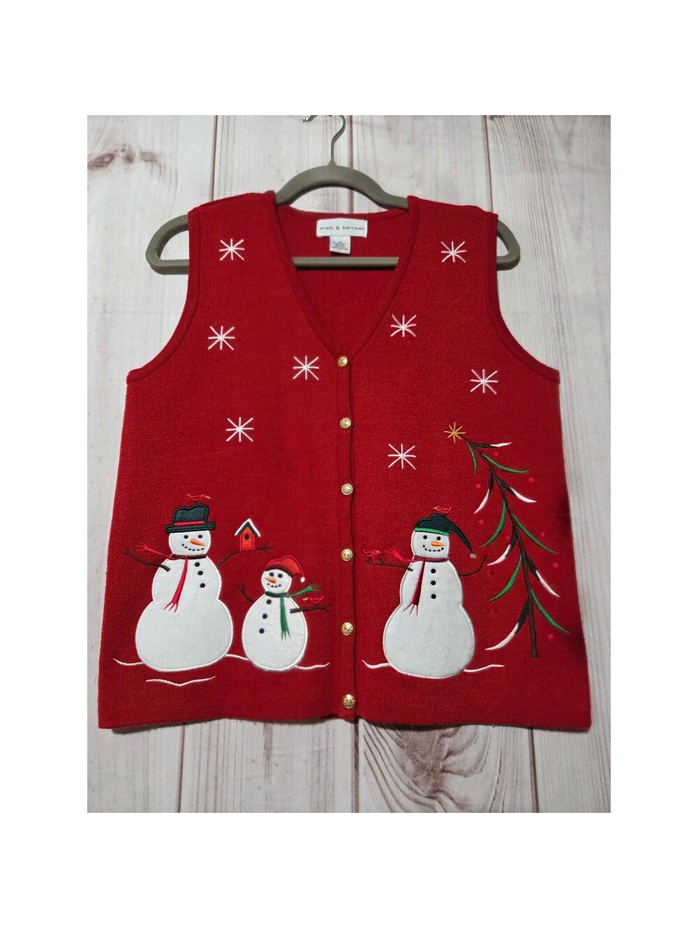 croft & barrow Medium Red Snowman Pattern Holiday Vest
